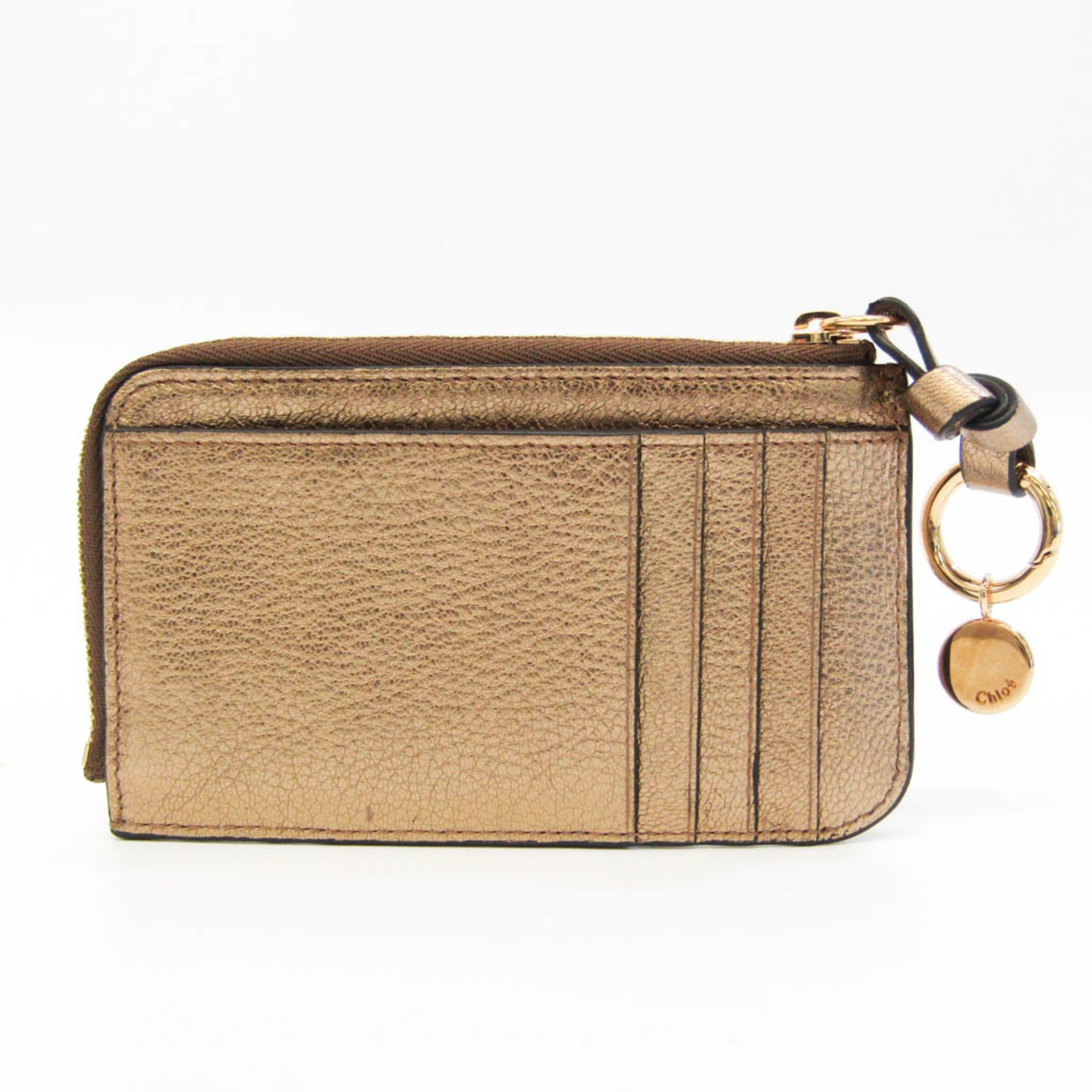 Chloe Alphabet Leather Card Case Gold